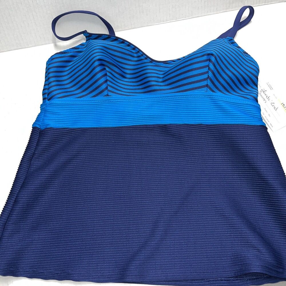 Lands' End Women's Swim Tankini Top Navy Blue Size 10